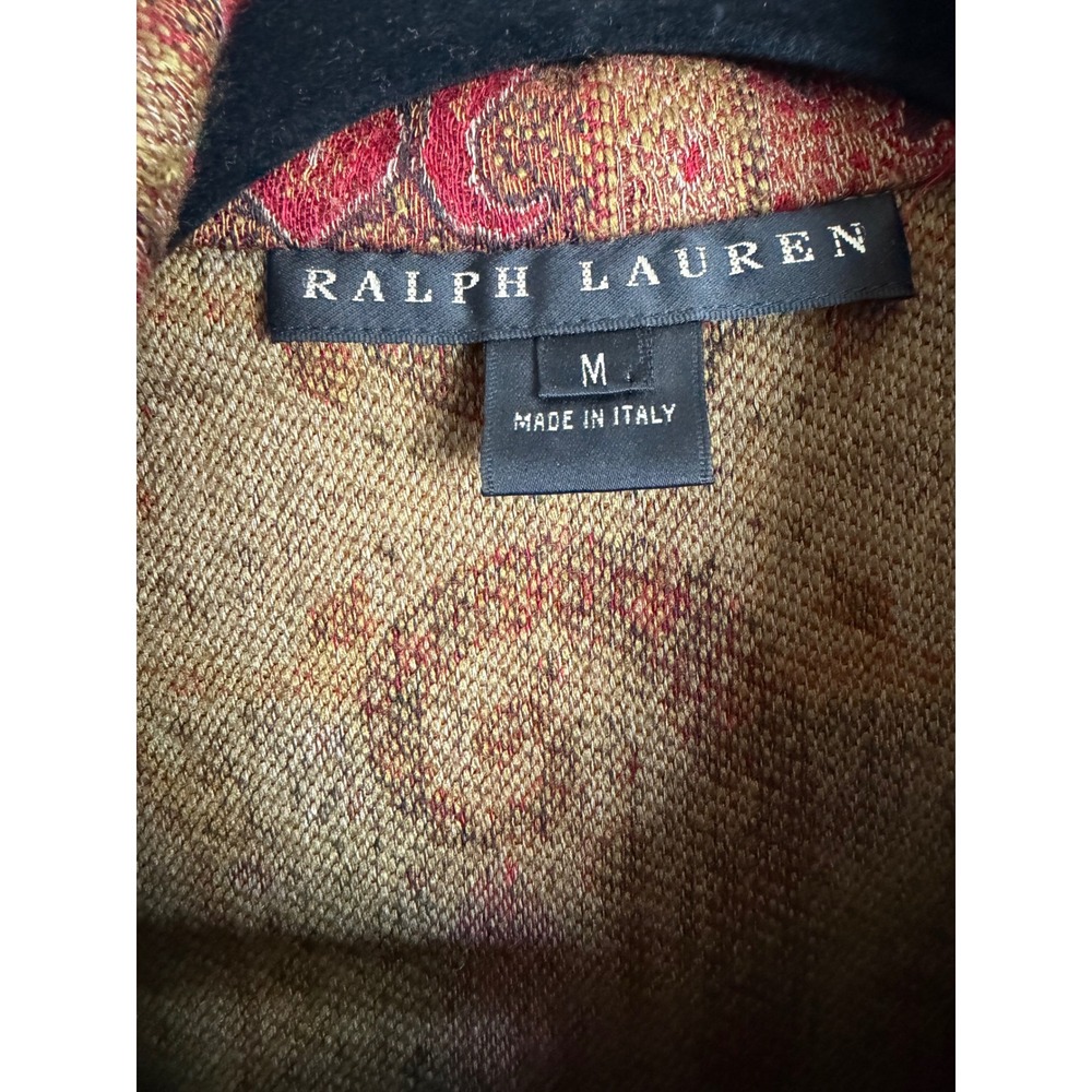 Vintage Ralph Lauren Wool Silk Paisley Tapestry Duster Coat Red Made in Italy - Picture 9 of 12